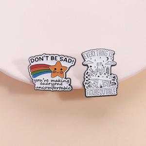 Broches e Emblemas de Metal Divertidos e Antigos com Pentagrama, Citações e Nuvens, Acessórios de Vestuário Versáteis com Estampa em Letterpress, Tema Frutas e Formatura - Product Image 4