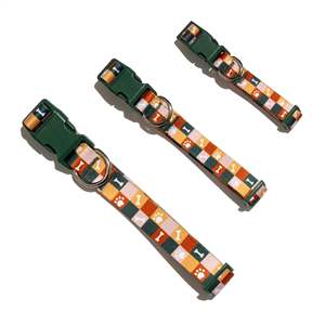 ปลอกคอสุนัขแฟชั่นลายตารางอุ้งเท้าและกระดูกสีสันสดใสขนาดกลาง - Product Image 5