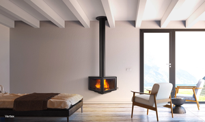 Cheminée suspendue moderne en acier, à installation autonome facile, double face rotative, à <span class=keywords><strong>feu</strong></span> réel, pour hôtel, chauffage intérieur au <span class=keywords><strong>bois</strong></span> - Product Image 5