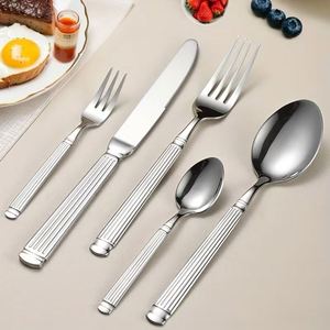Modern Roman Pillar Design Nordic <b>Knife</b> <b>Fork</b> <b>Spoon</b> Silverware Stainless Steel Cutlery <b>Set</b> for Wedding Restaurant - Product Image 1