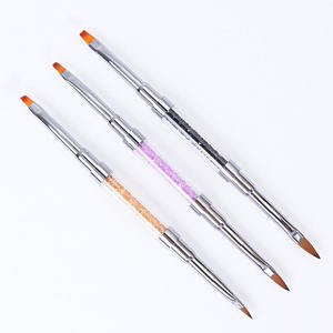 Pinceau à ongles en gel de qualité supérieure, vente en gros, pinceau à ongles double tête, pinceau à ongles en acrylique avec manche en cristal - Product Image 1