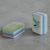 Jeu de Mahjong Américain Personnalisé en Acrylique Multicouche Effet Marbré Crème, Motif Floral, Danse du Lion et Lanterne, Tuiles de Mahjong Américaines