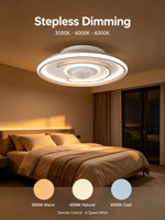Ventilateur de plafond moderne Yeyun à nervures, sans pales, LED dimmable + purificateur d'air, télécommande, pour chambre à coucher