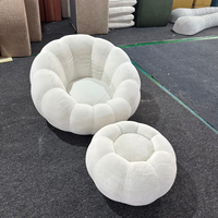 Fauteuil de salon Teddy en tissu de laine, fauteuil individuel de luxe, fauteuil d'appoint, fauteuil inclinable rembourré en éponge capitonnée
