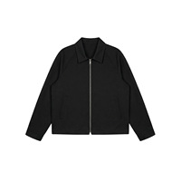 Blouson Bomber Kippo Printemps Décontracté à Fermeture Éclair Style Vintage Streetwear pour Homme, Col Rabattu, 100% Polyester, Motif Uni Imprimé par Décharge
