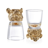 RORO décor à la maison cadeaux de mariage de luxe pour les invités argent loup animal verre ensemble bière vin conteneur tir minuscules décorations en verre