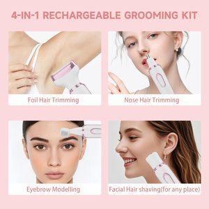 เครื่องกำจัดขน 4 in 1 รุ่น Spring Bikini Trimmer สำหรับกำจัดขนตามร่างกาย แบบชาร์จไฟได้ เหมาะสำหรับผู้หญิง ใช้โกนขนคิ้ว จมูก ขา ใช้ในบ้านและรถยนต์ ภาษาอังกฤษ - Product Image 3