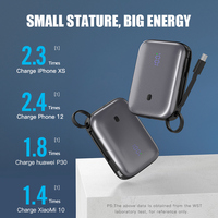 WST Banque D'alimentation Câble Intégré LED Affichage Numérique PD Charge Rapide Mini 10000mah Power Bank Téléphone Mobile