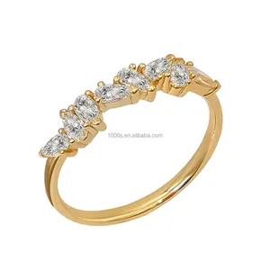 Кольцо из натурального золота 14 карат с кольцом из муассанита в форме груши, кольцо из муассанита для женщин