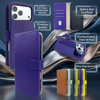 Étui portefeuille à rabat en cuir PU grain litchi de qualité supérieure avec fentes pour cartes, support et protection intégrale antichoc pour iPhone 12 13 14 15 16