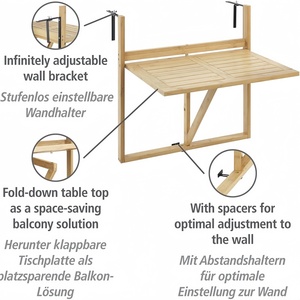 Tavolino da Balcone in Legno per Esterni, Design Moderno <span class=keywords><strong>Pieghevole</strong></span> e Portatile per il Tè del Pomeriggio - Product Image 3