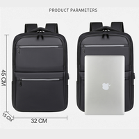 Tas punggung Laptop 17.3 inci Logo kustom tas bisnis tahan air troli USB lapisan poliester untuk penggunaan sekolah pria