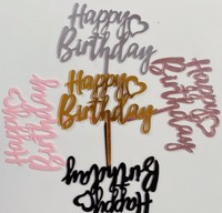 Qudoo Party Happy Birthday Acryl 3D Tortendekoration Einsatz Backzubehör mit Hochwertiger Papierkarte für Partydekoration