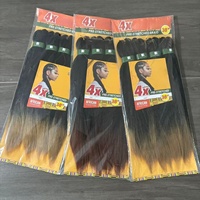 Lot de 4x 240g de mèches synthétiques pré-étirées Ez Braiding Hair de 38 pouces, fibres lisses Yaki africaines, extensions de cheveux en vrac pour perruques