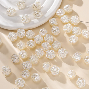 Abs <b>Rose</b> Beads 6mm High Gloss Three Dimensional <b>Petals</b> Diy Jewelry Accessories Loose Beads Wholesale - Product Image 1