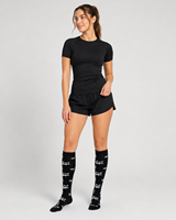 Chaussettes de compression noires à imprimé chat mignon, chaussettes hautes pour le sport, le pickleball, la course à pied, les voyages, l'usage quotidien