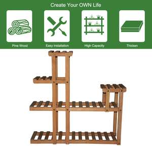 Pianta in legno di pino a 4 livelli 10 vasi di <span class=keywords><strong>fiori</strong></span> a più strati portabagagli <span class=keywords><strong>per</strong></span> fioriera verticale <span class=keywords><strong>per</strong></span> Patio interno/esterno - Product Image 3
