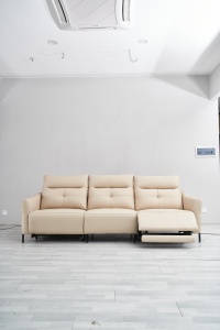 Canapé inclinable électrique multifonctionnel en cuir véritable 3 places avec massage extensible, design moderne - Product Image 3
