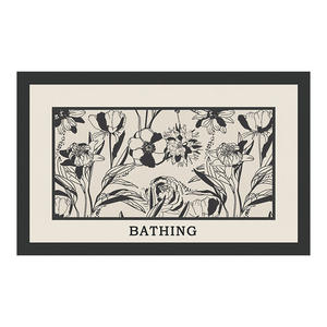 Alfombra de baño rectangular con diseño floral, absorbente, antideslizante, de fibra de poliéster, diseño minimalista para baños - Product Image 2