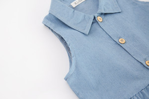 Kids <b>Clothes</b> Shirt Collar Princess Sleeveless Cartoon <b>Cat</b> Print Woman Jeans Dresses for Girls - Product Image 4