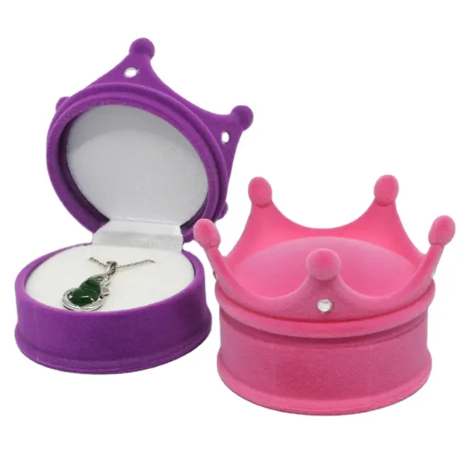 Crown shaped velvet jewelry box for ring earrings necklace mini wedding gift jewellery storage boxes