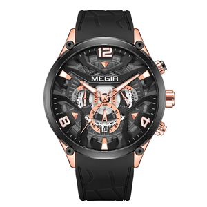 Nuevo reloj deportivo para hombre, cronógrafo multifuncional de tres ojos y seis manecillas, reloj de pulsera de cuarzo de silicona - Product Image 2