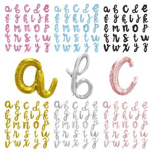 18 pouces <span class=keywords><strong>lettre</strong></span> ballons minuscules Script <span class=keywords><strong>lettre</strong></span> ballon or Rose or argent pour personnage anniversaire fête de mariage décoration - Product Image 1