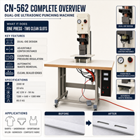 Machine de poinçonnage ultrasonique double matrice haute efficacité, une presse deux fentes, élimination automatique des déchets, pour la production de vêtements en série