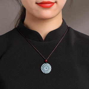 หยกธรรมชาติสีฟ้ารูปกังหันลม จี้หยกน้ำเงิน เครื่องประดับผู้หญิง สไตล์จีน ของขวัญ พร้อมใบรับรอง HJ108 - Product Image 4