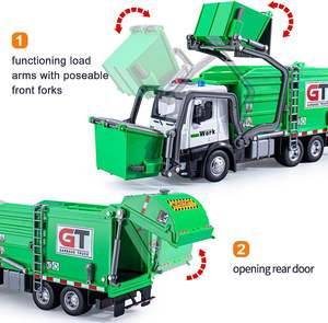 <span class=keywords><strong>Camion</strong></span> <span class=keywords><strong>della</strong></span> <span class=keywords><strong>Spazzatura</strong></span> <span class=keywords><strong>Giocattolo</strong></span> a Frizione con Cabina in Metallo, Luci, Suoni, Veicolo per la Gestione dei Rifiuti e il Riciclaggio per Bambini - Product Image 4