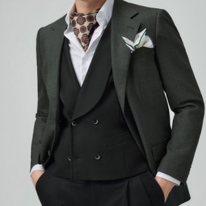 เสื้อสูทผู้ชายสุดหรูสั่งตัดพิเศษ 100% ผ้าขนสัตว์ลาย <span class=keywords><strong>Prince</strong></span> of Wales สีเขียวเข้ม สามารถจับคู่กับชุดสูทสไตล์ใดก็ได้ - Product Image 5
