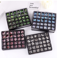 Accessoires de luxe pour nail art : 30 grilles de cristaux rouges/bleus, diamants 3D Alien, strass de formes variées, diamants AB