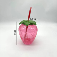 500ml PET Transparent rose fraise fraise tasse Smoothie lait jus avec pendentif paille
