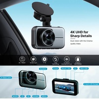 Enregistreur Dvr pour voiture 4k Caméra de tableau de bord à écran tactile étanche avec vision nocturne 3.0 pouces avant arrière double lentille boîte noire pour véhicules