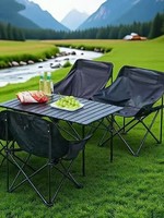 Hochwertiges Outdoor-Möbelset: Klappbarer, verdickter Moon Chair und tragbarer Eierrolltisch für den mobilen Einsatz