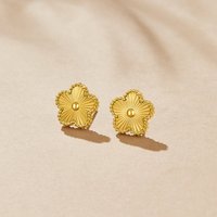 Boucles d'oreilles clous Xinyun en argent 925, motif trèfle soleil vintage