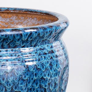 Pots de fleurs en céramique bleue en vrac, fabrication chinoise OEM, fournitures de <span class=keywords><strong>jardin</strong></span>, pots en céramique émaillée pour l'extérieur - Product Image 3