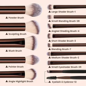 Set de 13 Brochas de Maquillaje para Base, Corrector, Polvo, Sombra de Ojos, Colorete, Brocha Kabuki para Difuminar, Herramienta Cosmética de Belleza Facial - Product Image 3