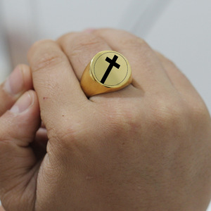 Anillo Cruzado de 22MM, Grabado Láser, Dorado, Joyería de Moda para Mujer, Regalo - Product Image 3