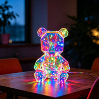 Figurine d'ours en peluche irisée, holographique prismatique, veilleuse LED 3D à brancher, décoration moderne et écologique pour salon, Saint-Valentin