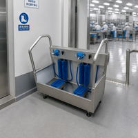 Nouvelle Station de Désinfection Électrique Manuelle pour Chaussures, Double Brosses, Garde-Corps Latéraux en Acier Inoxydable pour Abattoirs et Usines Alimentaires