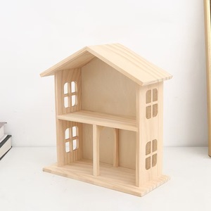 Wooden House Storage Rack 2 Tier Mini <b>Shelf</b> For Dolls Figurines Home Decor <b>Desktop</b> Organizer - Product Image 1