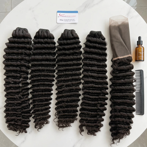 ผมแท้เวียดนาม 100% แบบลอนลึก พร้อมเชือกเย็บและปิดผม สีธรรมชาติ ขายส่ง - Product Image 1