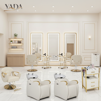Ensemble de mobilier professionnel pour salon de coiffure : Fauteuil, lit de spa capillaire, miroir LED, chariot, comptoir d'accueil, canapé d'attente
