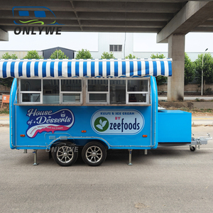 ONLYWE Nouvelle Conception Remorque Alimentaire Camion de Restauration Bleu à Double Essieu pour Pizza, Café, BBQ, Crème Glacée, Hot-Dogs - Vente Chaude - Product Image 1