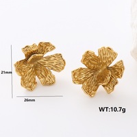 Koleksi anting-anting lingkaran ujung terbuka baru anting-anting Huggie setengah lingkaran bunga baja tahan karat 316L berlapis emas 18K untuk wanita
