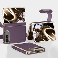 Casing Bisnis Trendy Starlight dengan Pelindung Layar Terintegrasi Tekstur Nappa Magnetik Cocok untuk iPhone Duo