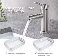 Robinet de lavabo à poignée unique en acier inoxydable avec ligne d'alimentation en eau universelle