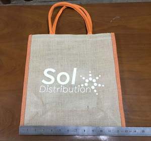 Personalized Recyclable Cotton Tote <b>Bag</b> with Hot Stamping Logo <b>Mini</b> Jute Burlap Design for <b>Gift</b> Grocery or Shopping Use - Product Image 3