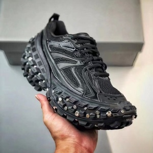 Modern Chunky Platform Footwear, Fashion Black Street <b>Sneakers</b>, Supportive Non Slip Daily Walking Casual Shoes for Men - Product Image 2